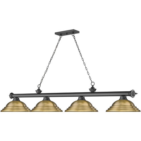 Cordon 4 Light 81.75 inch Bronze Plate Billiard Ceiling Light in Rubbed Brass Metal