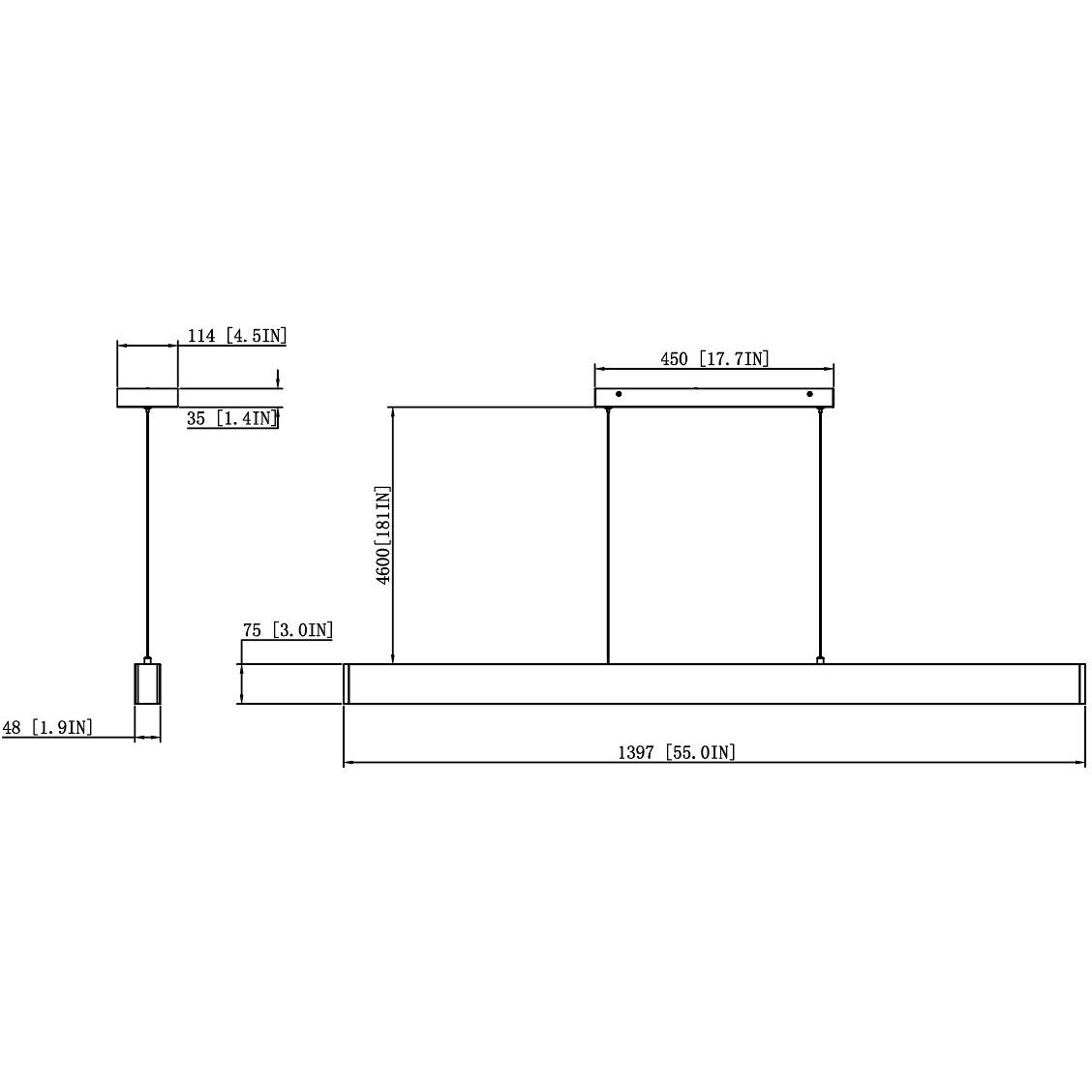 Hudson Linear Chandelier Ceiling Light in Brushed Nickel