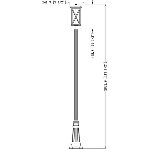 Brookside 1 Light 113.5 inch Black Outdoor Post Mounted Fixture
