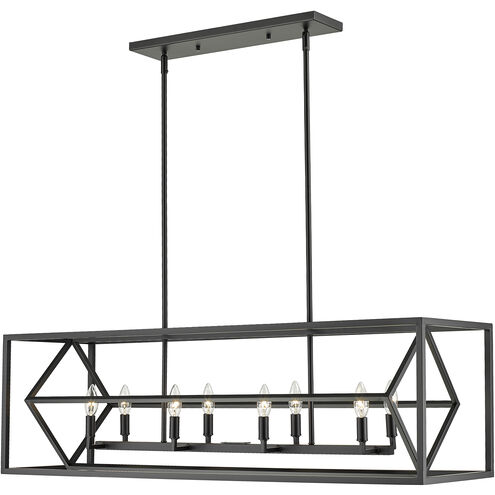 Euclid 8 Light 44 inch Matte Black Linear Chandelier Ceiling Light