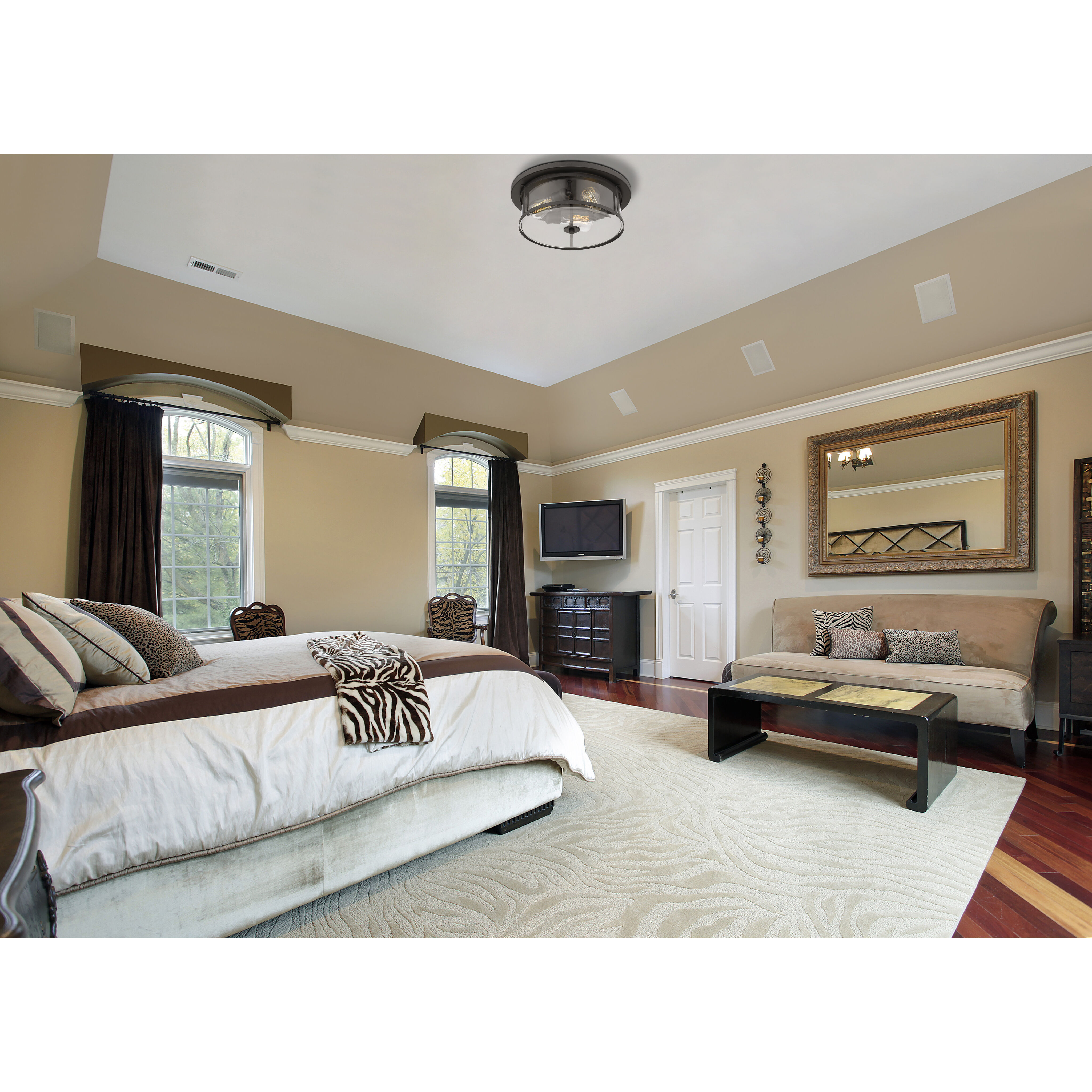 Savannah 3 Light 15.75 inch Bronze Flush Mount Ceiling Light