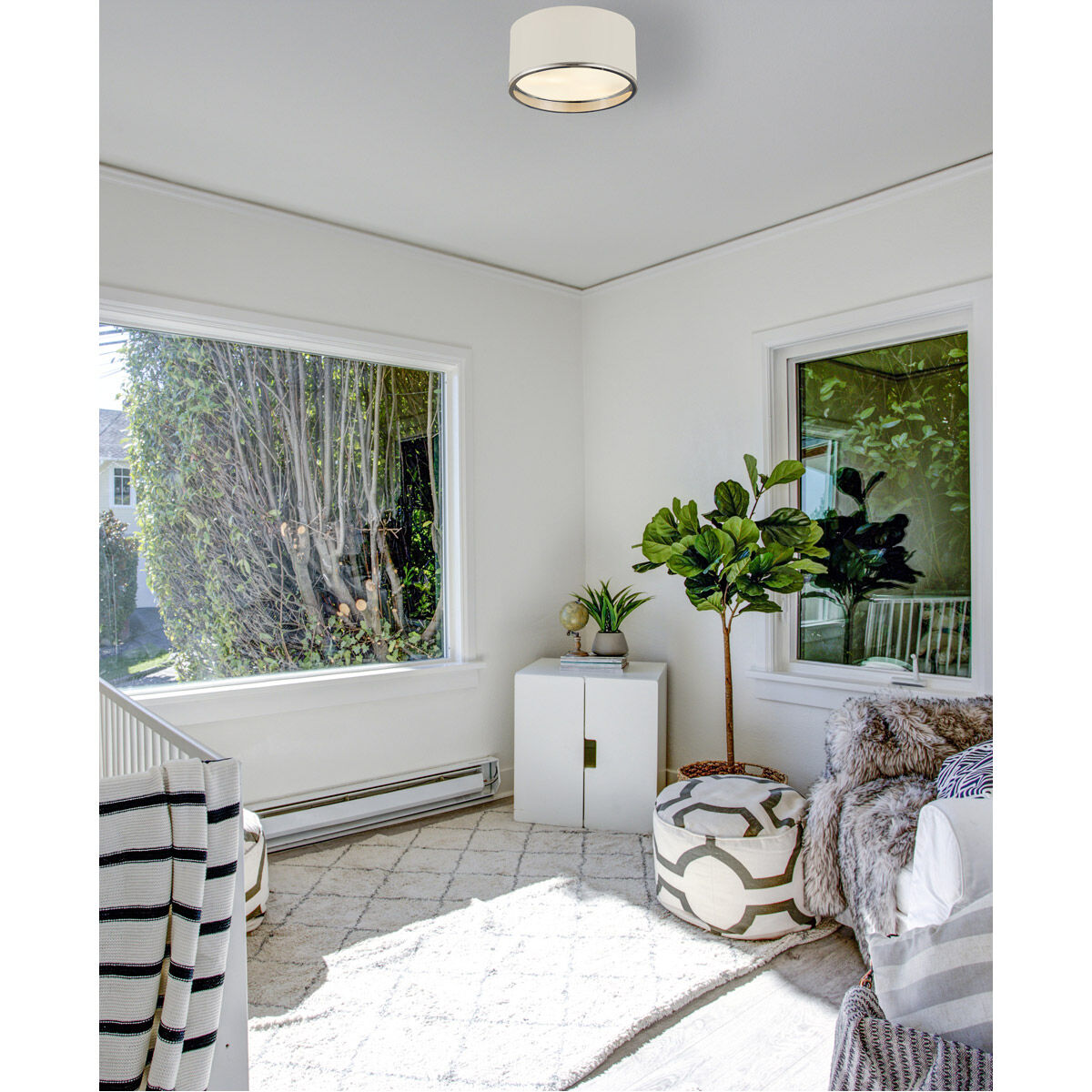 Arlo 2 Light 12.25 inch Matte White and Chrome Flush Mount Ceiling Light