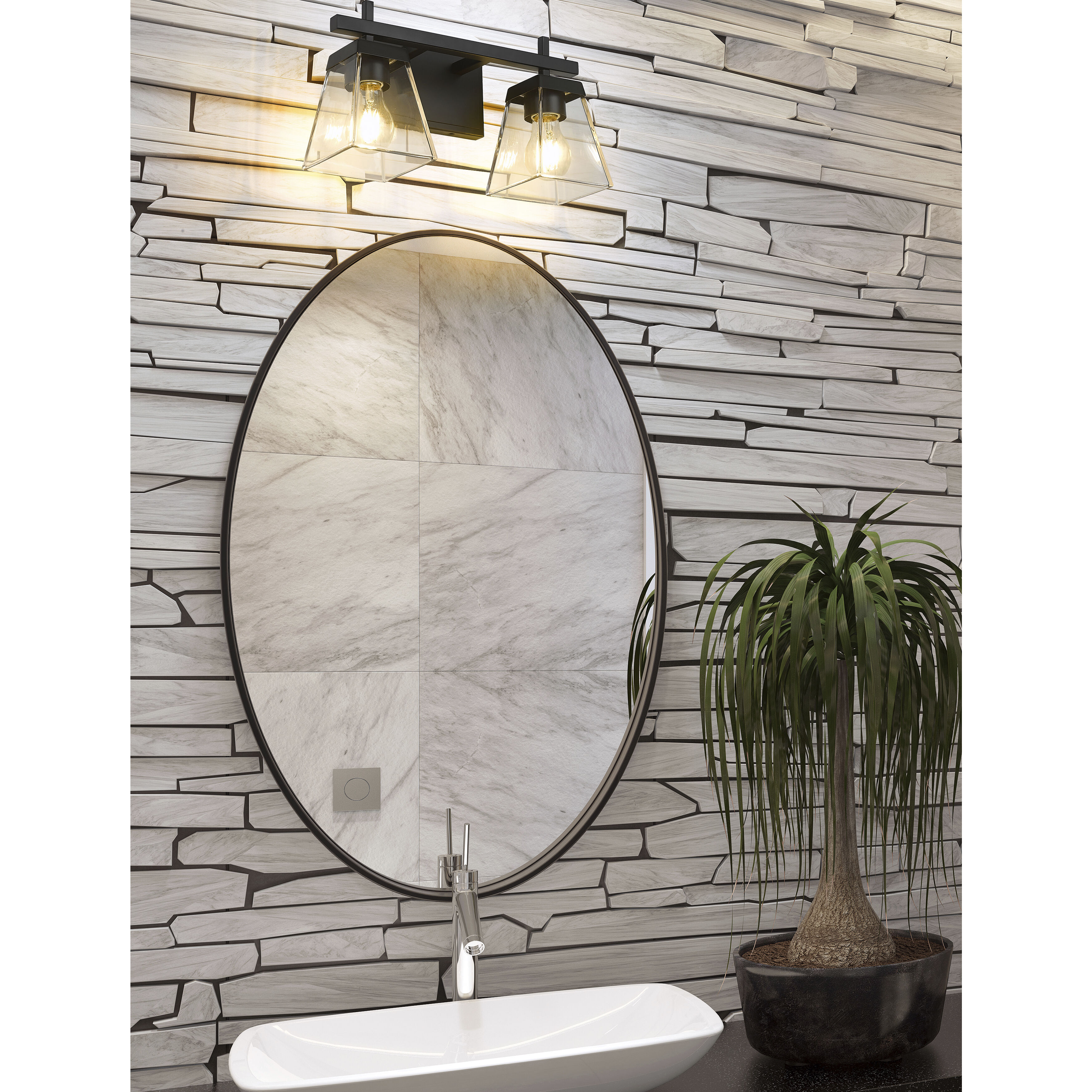 Lauren 2 Light 16 inch Matte Black Vanity Wall Light