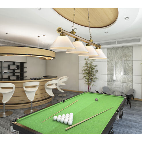 Cordon 4 Light 81.25 inch Rubbed Brass Billiard Ceiling Light in White Plastic