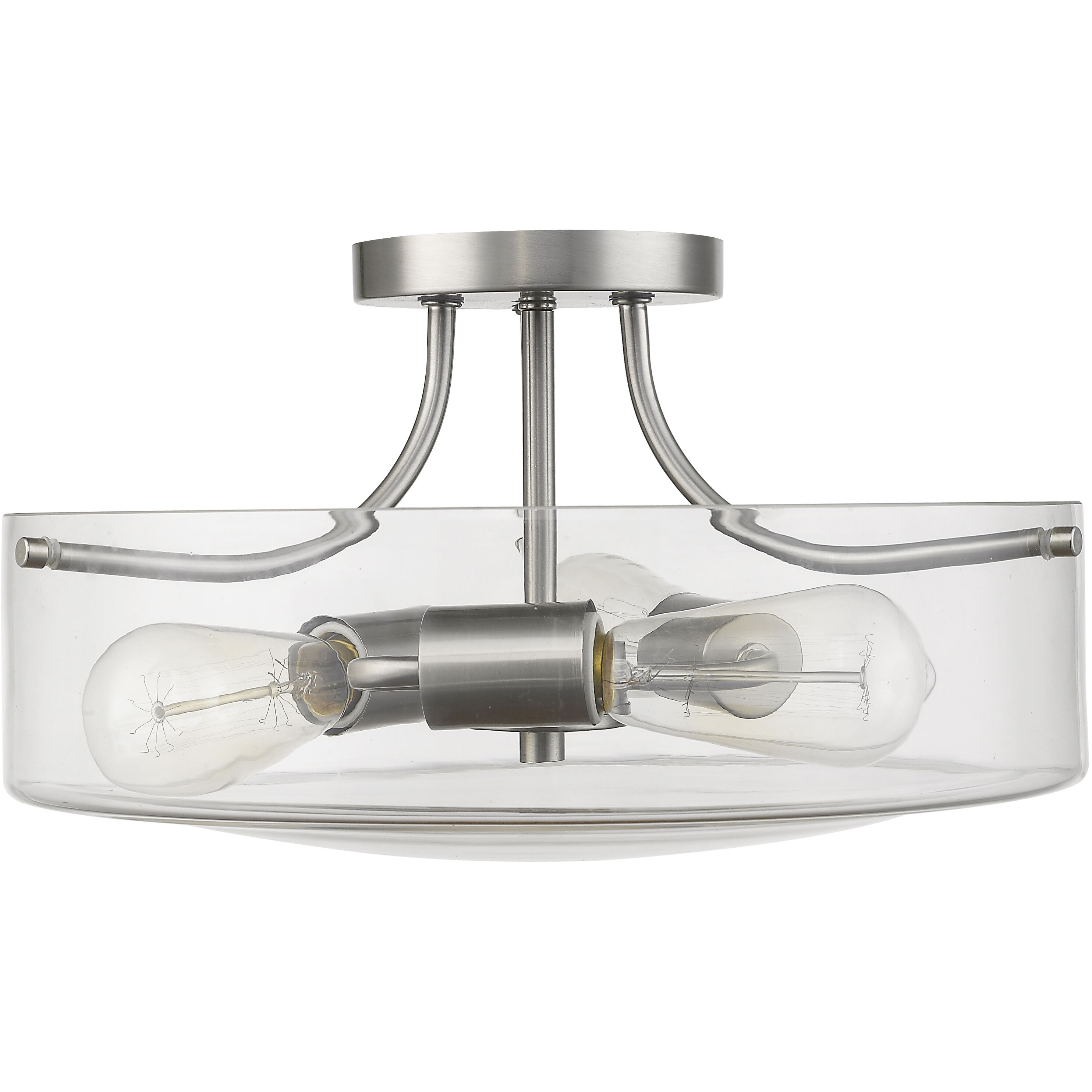 Delaney 3 Light 15 inch Brushed Nickel Semi Flush Mount Ceiling Light