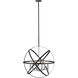 Cavallo 6 Light 24 inch Hammered Black and Chrome Chandelier Ceiling Light