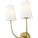 Shannon 2 Light 12.75 inch Rubbed Brass Wall Sconce Wall Light