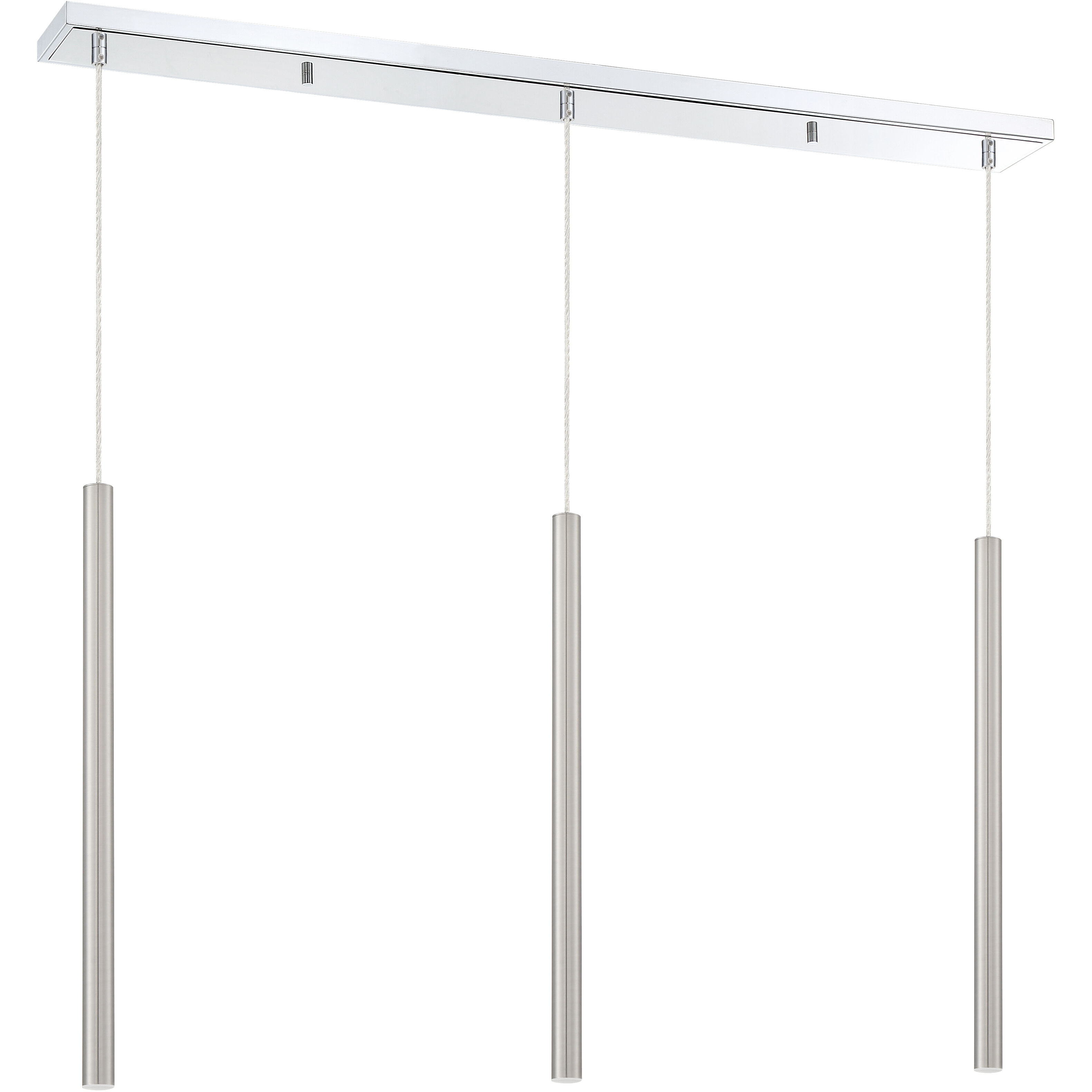 Forest LED 46 inch Chrome Linear Chandelier Ceiling Light in Brushed Nickel Steel, 3, 20