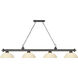 Cordon 4 Light 81.25 inch Bronze Billiard Ceiling Light in Golden Mottle Glass