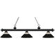 Riviera 3 Light 57.25 inch Matte Black Billiard Ceiling Light in 14.15, Clear Ribbed and Matte Black Glass and Steel