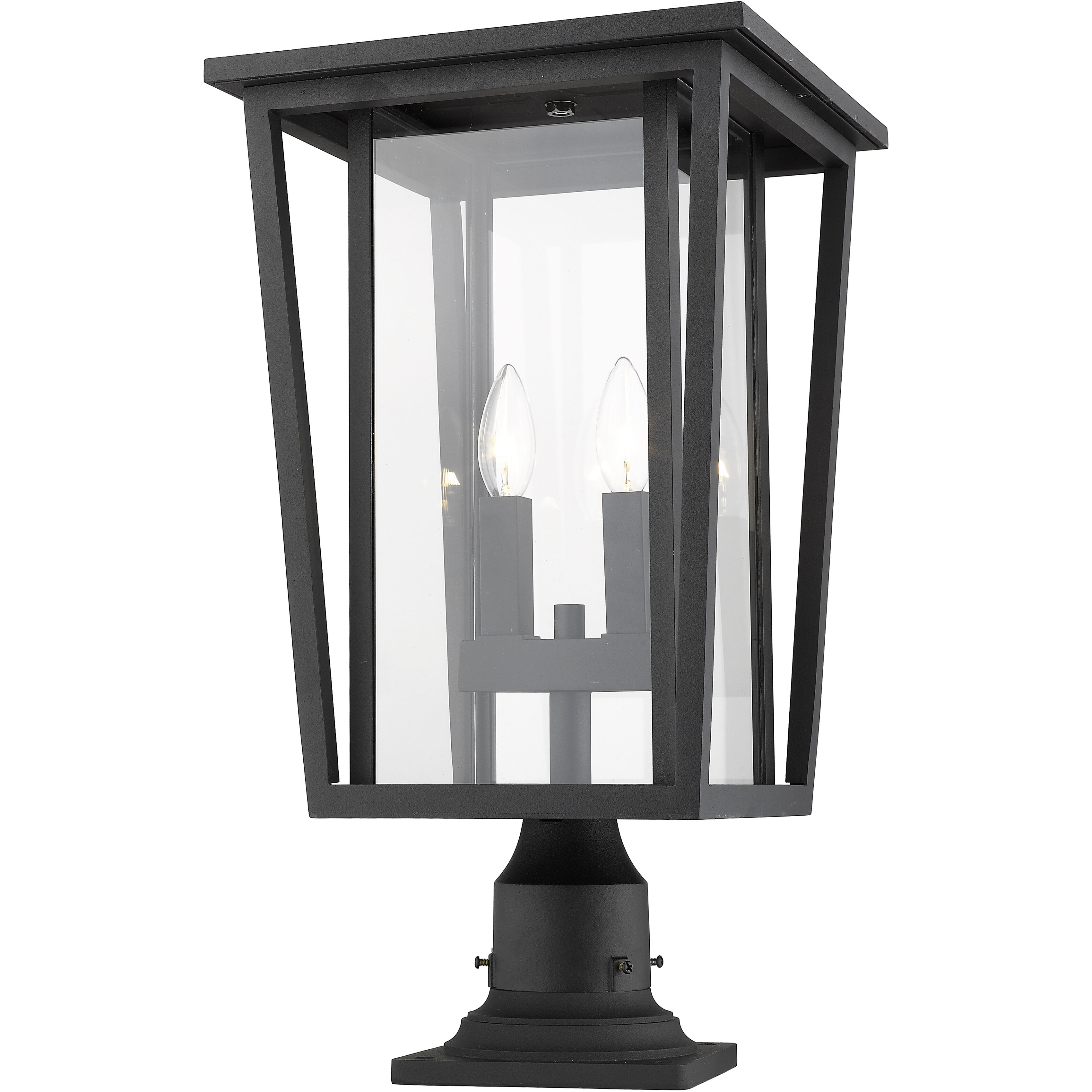Seoul 2 Light 21.75 inch Black Outdoor Pier Mounted Fixture in 13.25