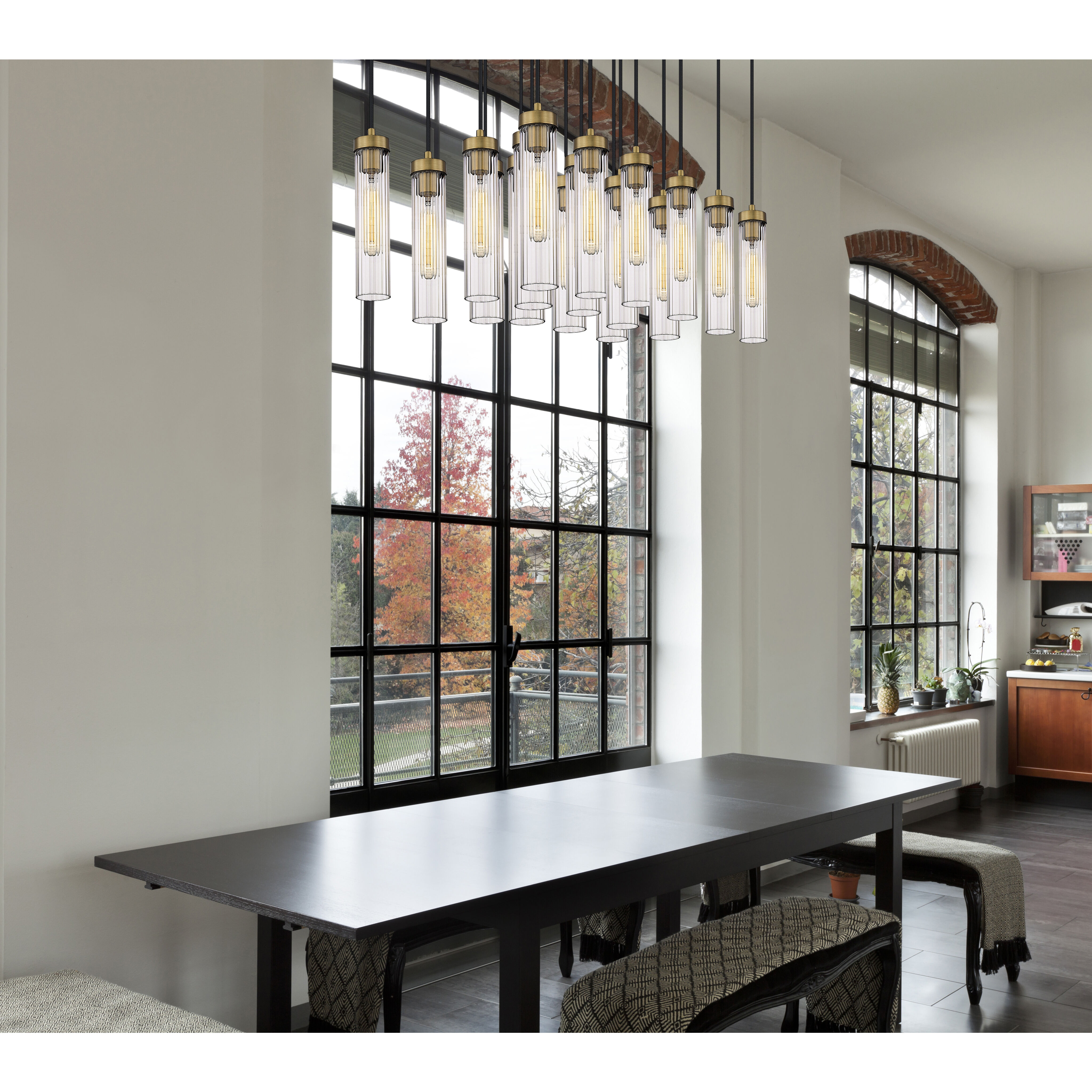 Beau 17 Light 42 inch Rubbed Brass Linear Chandelier Ceiling Light