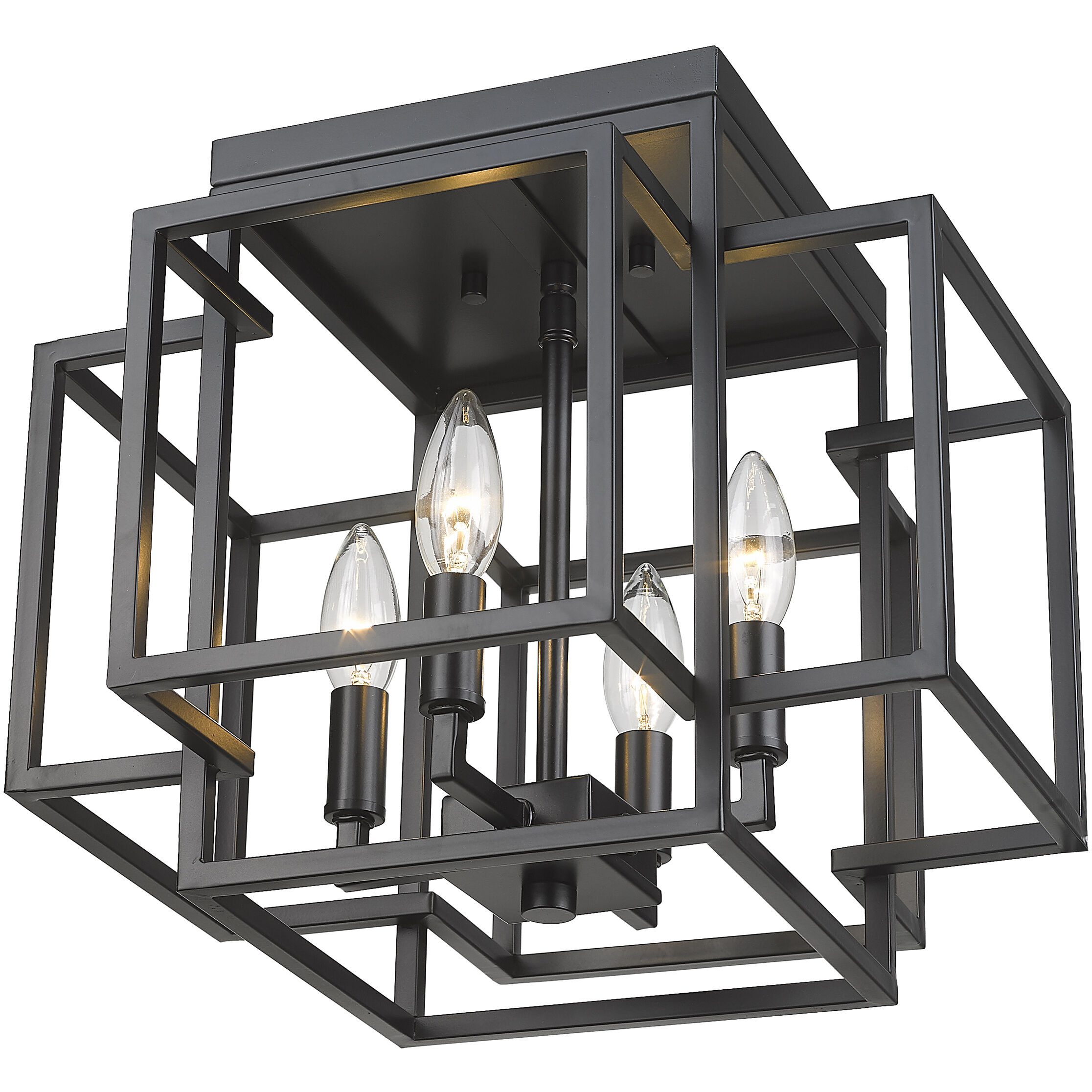 Z-Lite 454F-MB Titania 4 Light 14 inch Matte Black Flush
