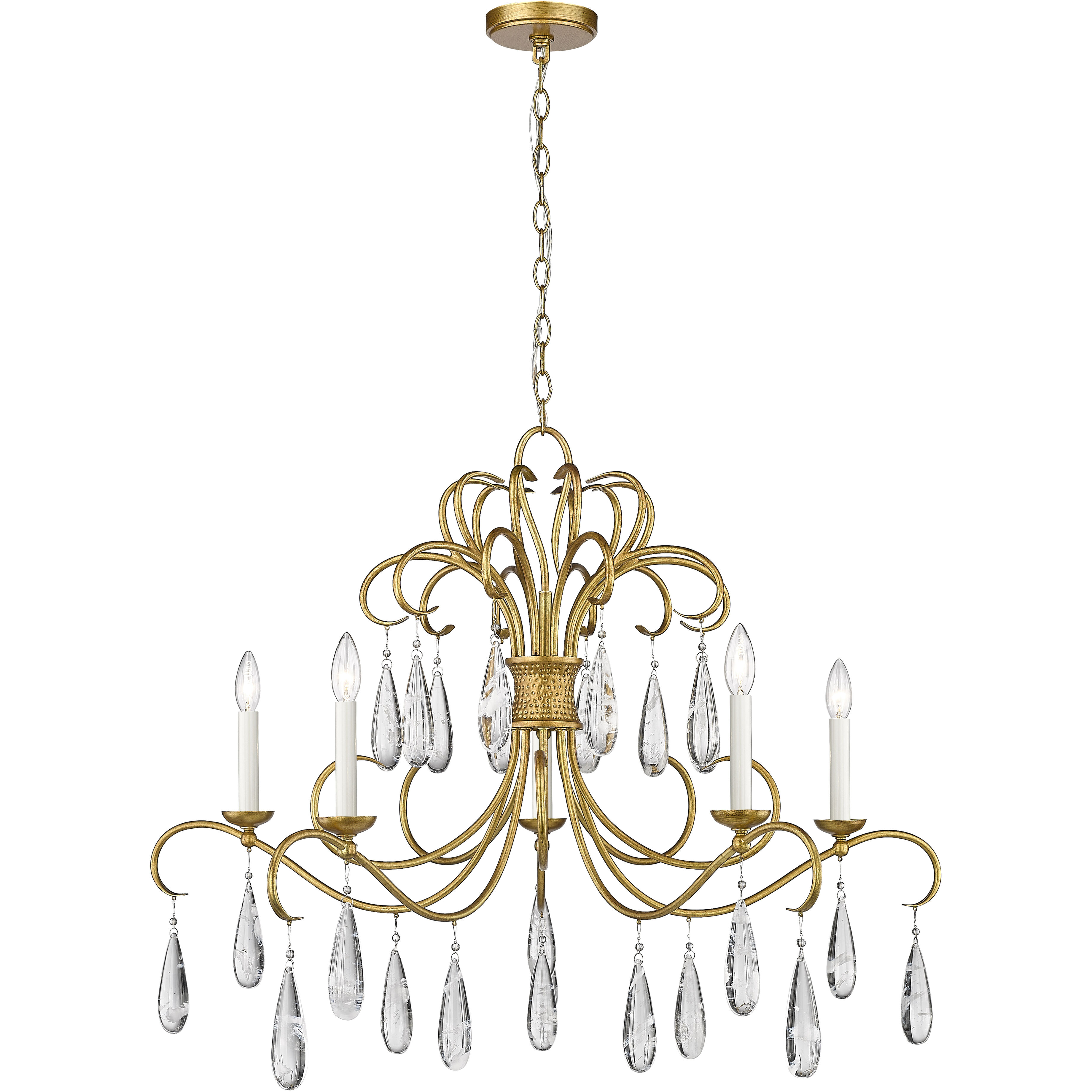 Amara 5 Light 38 inch Gilded Gold Chandelier Ceiling Light