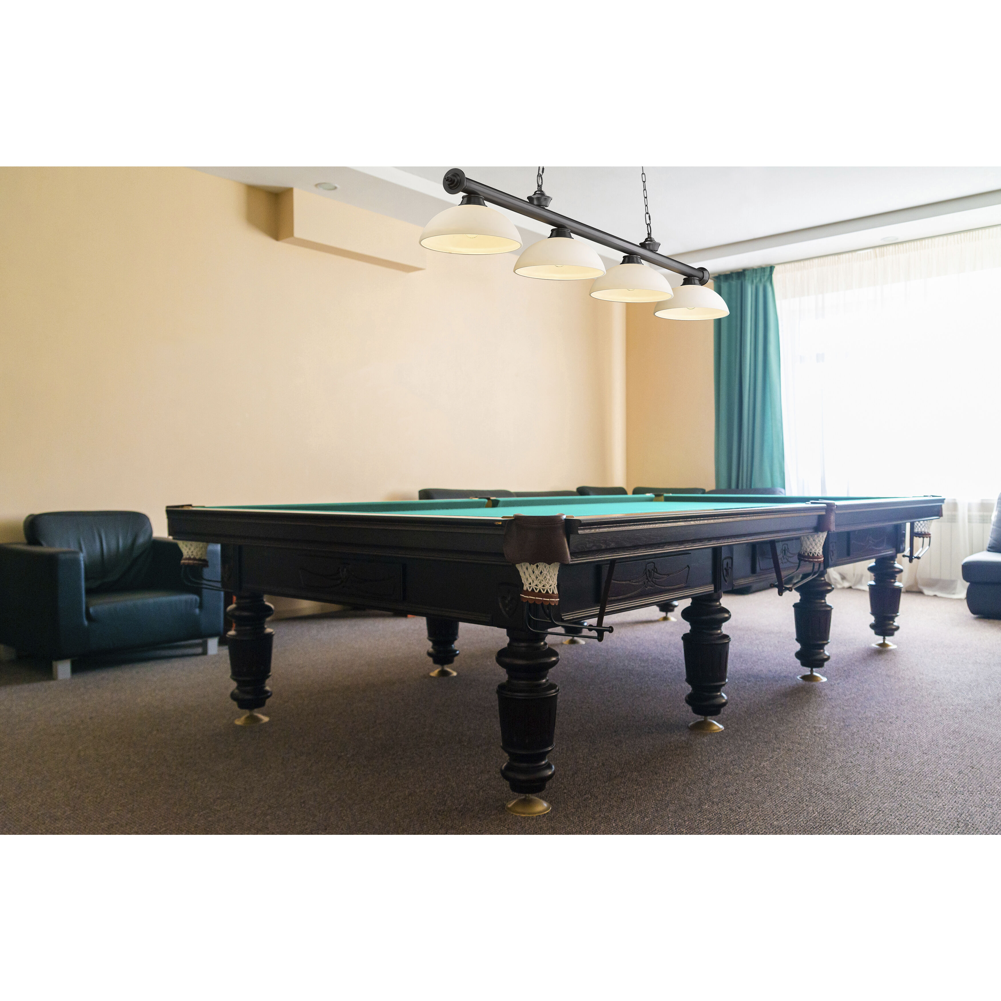 Cordon 4 Light 81.25 inch Bronze Plate Billiard Ceiling Light in Matte Opal Glass