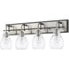 Kraken 4 Light 30 inch Matte Black and Brushed Nickel Vanity Wall Light