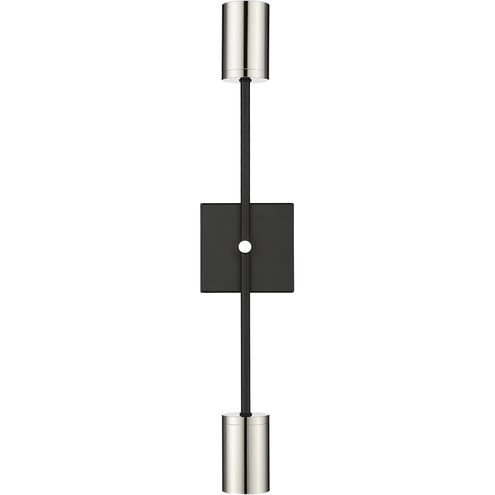 Calumet 2 Light 4.5 inch Matte Black and Polished Nickel Wall Sconce Wall Light