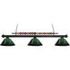 Shark 3 Light 58 inch Matte Black Billiard Ceiling Light in Green Acrylic