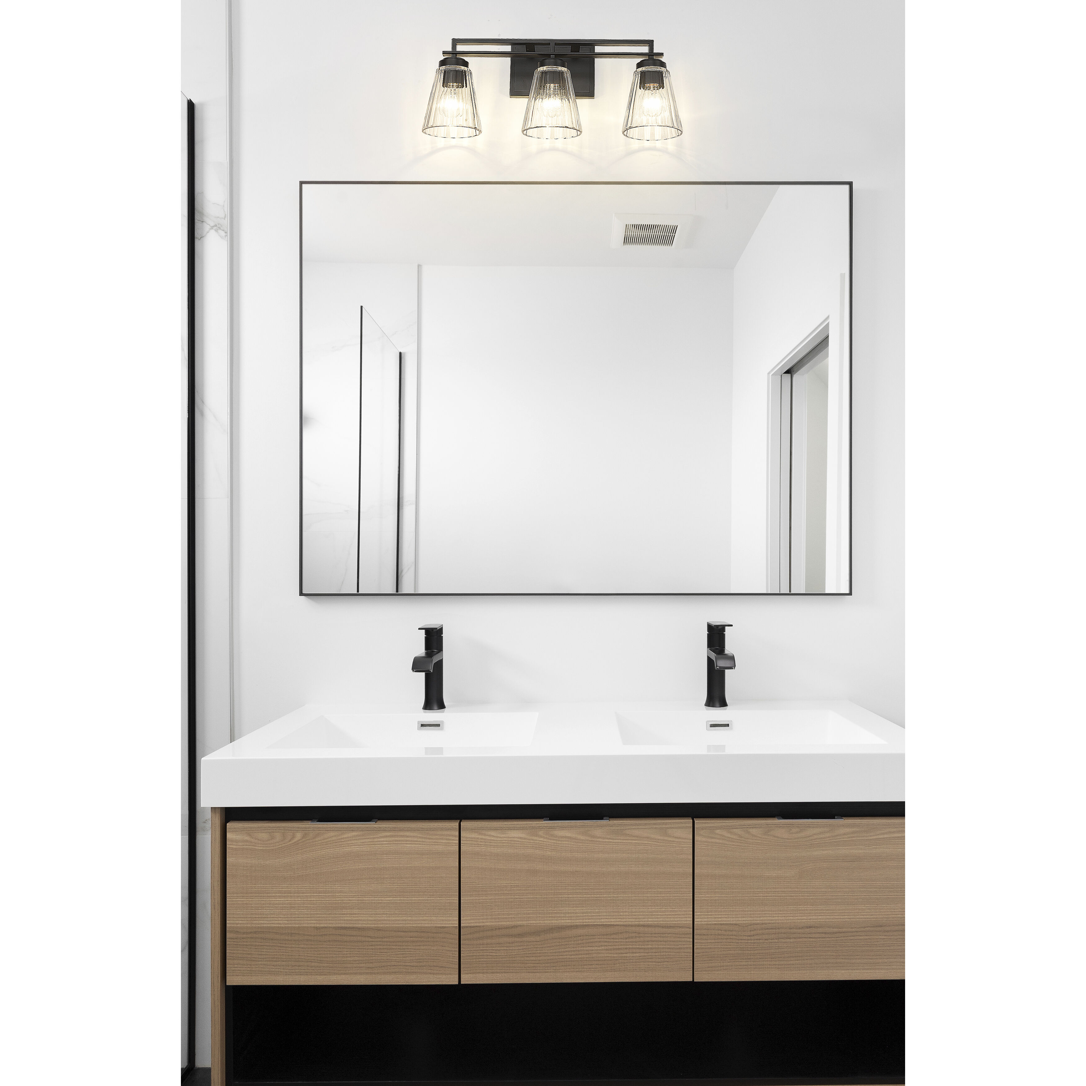 Lyna 3 Light 22 inch Matte Black Vanity Wall Light