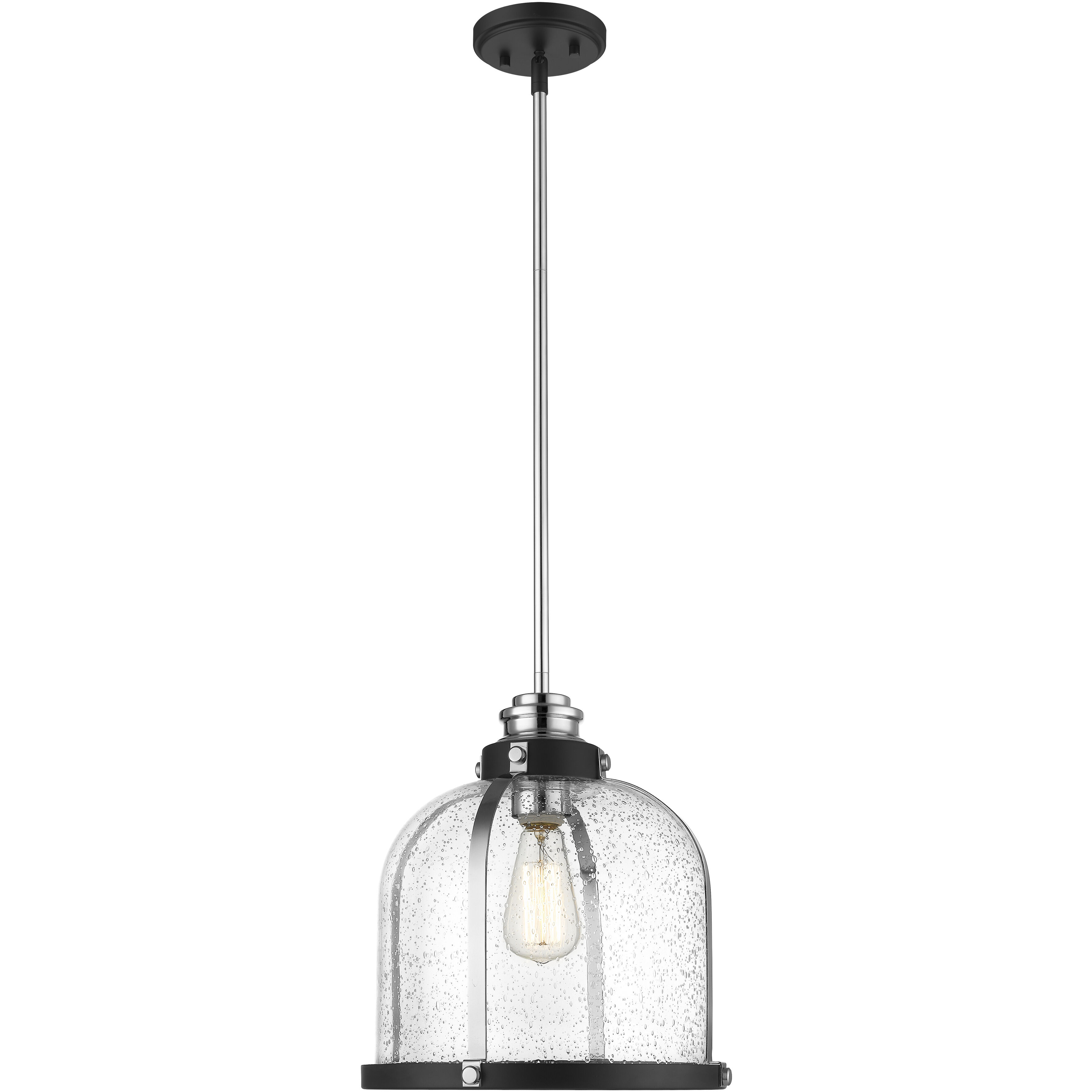Burren 1 Light 12.25 inch Matte Black and Chrome Pendant Ceiling Light