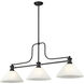 Melange 3 Light 52 inch Matte Black Billiard Light Ceiling Light in White Linen Glass