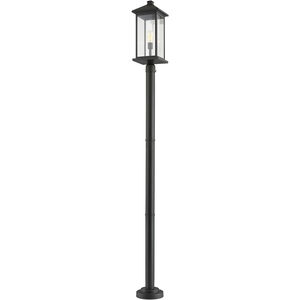 Portland 1 Light 97 inch Black Outdoor Post Mounted Fixture in Clear Beveled Glass, 21.75