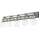 Kraken 5 Light 38 inch Matte Black and Brushed Nickel Vanity Wall Light