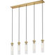 Beau 5 Light 42 inch Rubbed Brass Linear Chandelier Ceiling Light