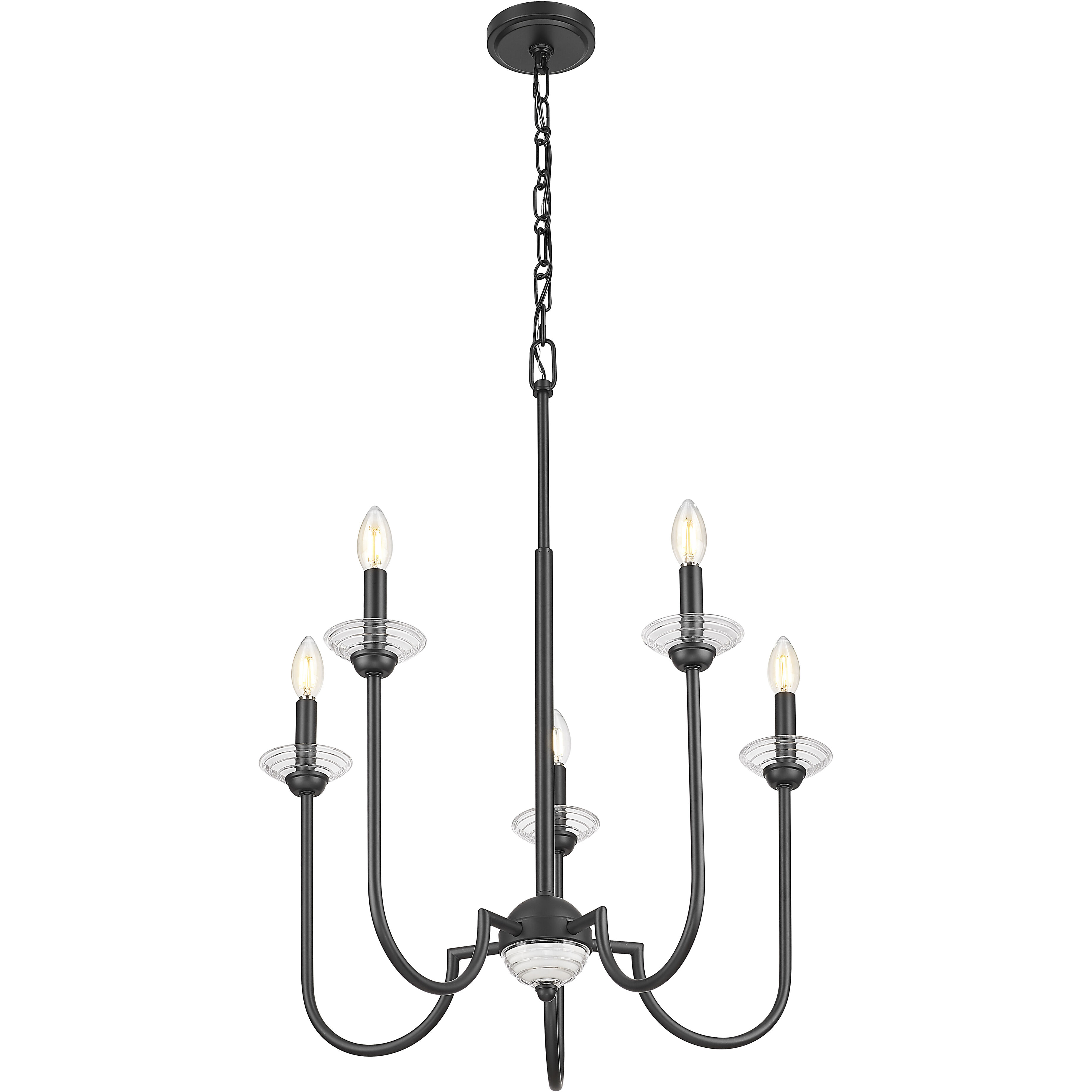 Allistair 5 Light 24 inch Matte Black Chandelier Ceiling Light