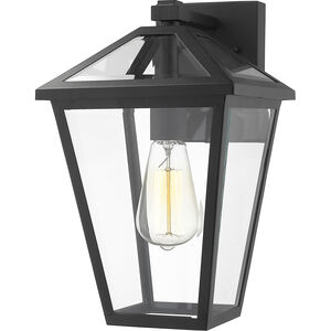 Talbot 1 Light 13.25 inch Black Outdoor Wall Light in Clear Beveled Glass