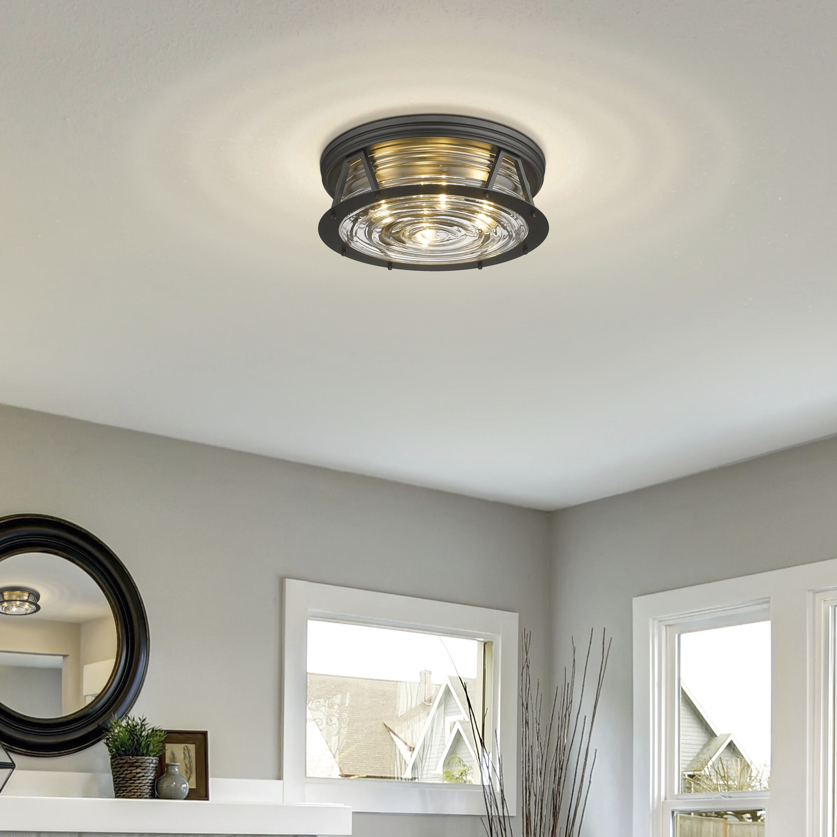 Cape Harbor 4 Light 20 inch Bronze Flush Mount Ceiling Light