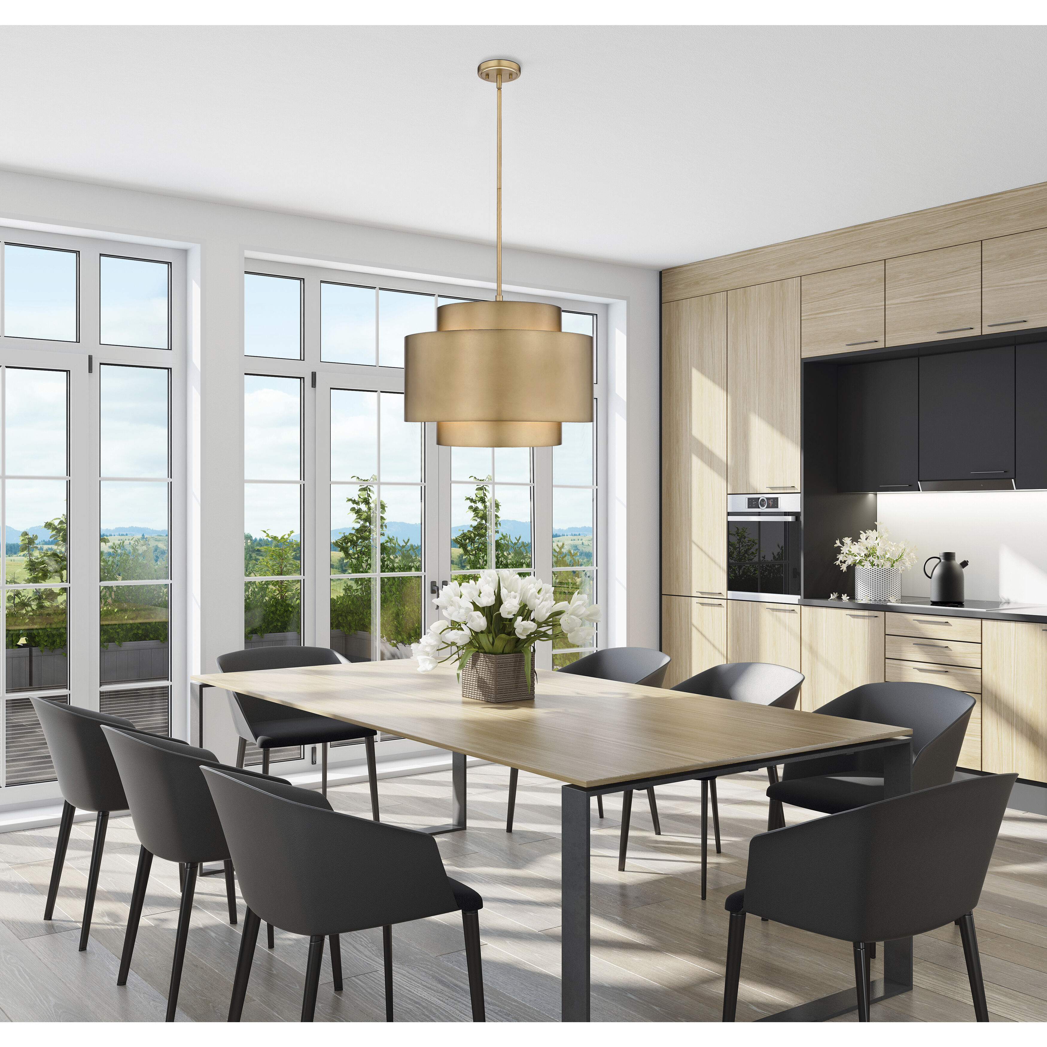 Harlech 3 Light 24.5 inch Rubbed Brass Chandelier Ceiling Light