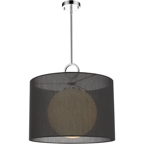 Arosia 1 Light 20 inch Chrome Pendant Ceiling Light in Black Fabric, 9