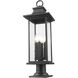 Tiberius 4 Light 27.25 inch Black Outdoor Pier Mounted Fixture
