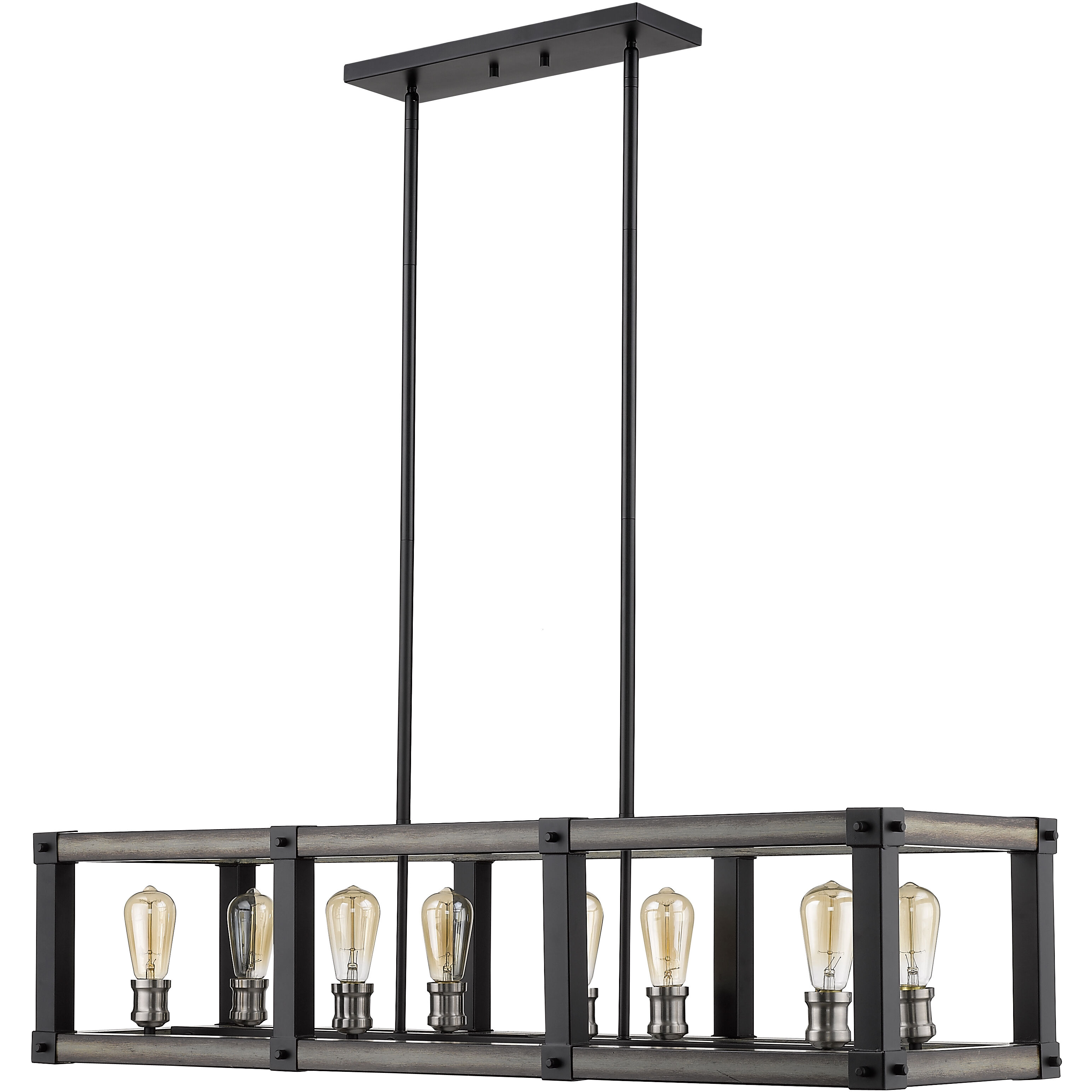 Kirkland 8 Light 44 inch Ashen Barnboard Linear Chandelier Ceiling Light