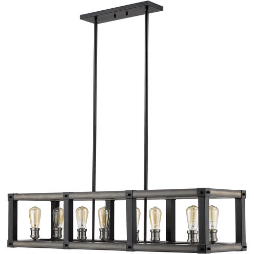 Kirkland 8 Light 44 inch Ashen Barnboard Linear Chandelier Ceiling Light