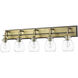 Kraken 5 Light 38 inch Matte Black and Olde Brass Vanity Wall Light