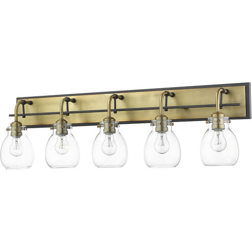 Kraken 5 Light 38 inch Matte Black and Olde Brass Vanity Wall Light