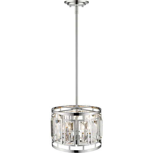 Mersesse 3 Light 11.5 inch Chrome Pendant Ceiling Light in 8.58, Clear and Chrome