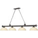 Cordon 4 Light 81.25 inch Bronze Billiard Ceiling Light in Golden Mottle Glass