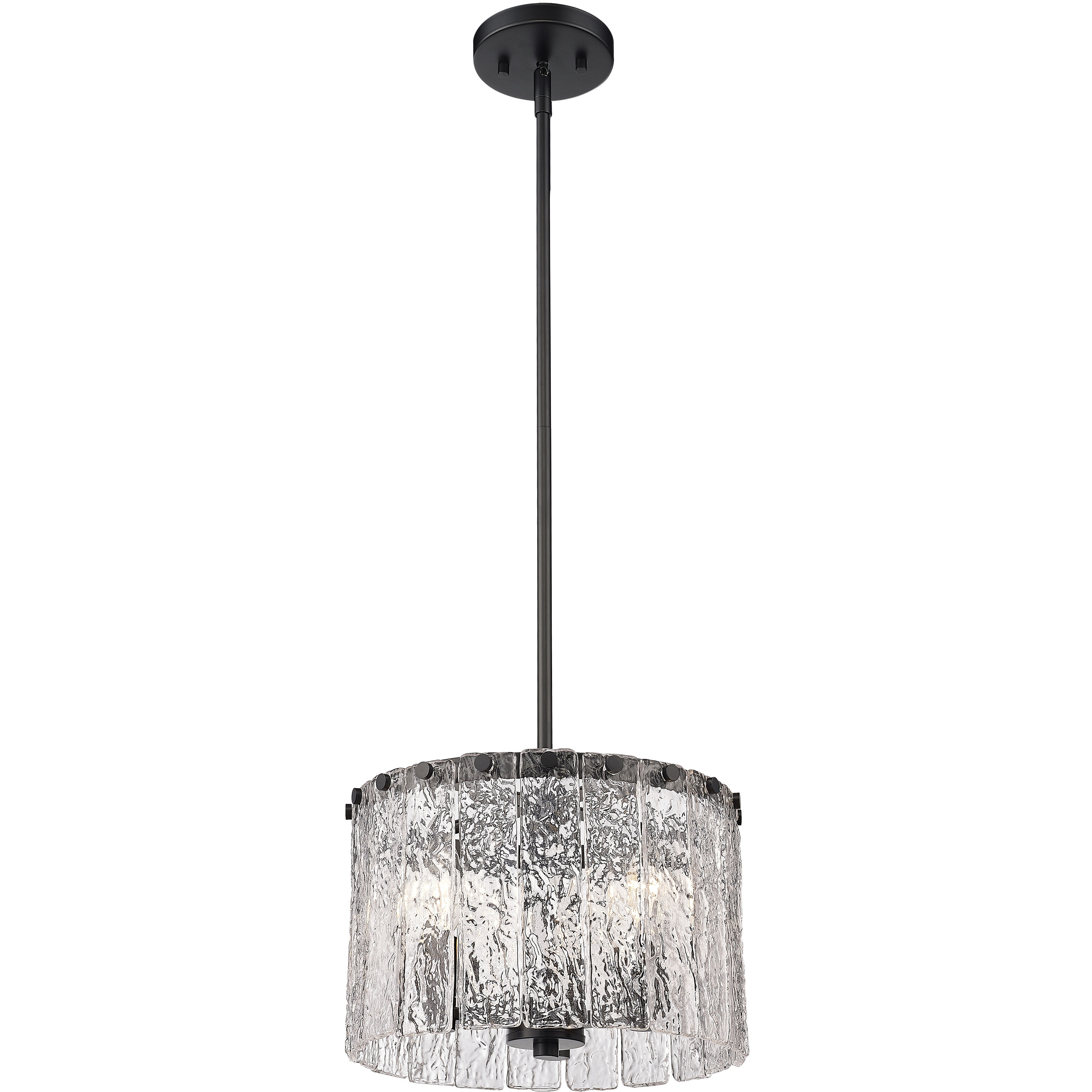 Glacier 3 Light 12.5 inch Matte Black Pendant Ceiling Light