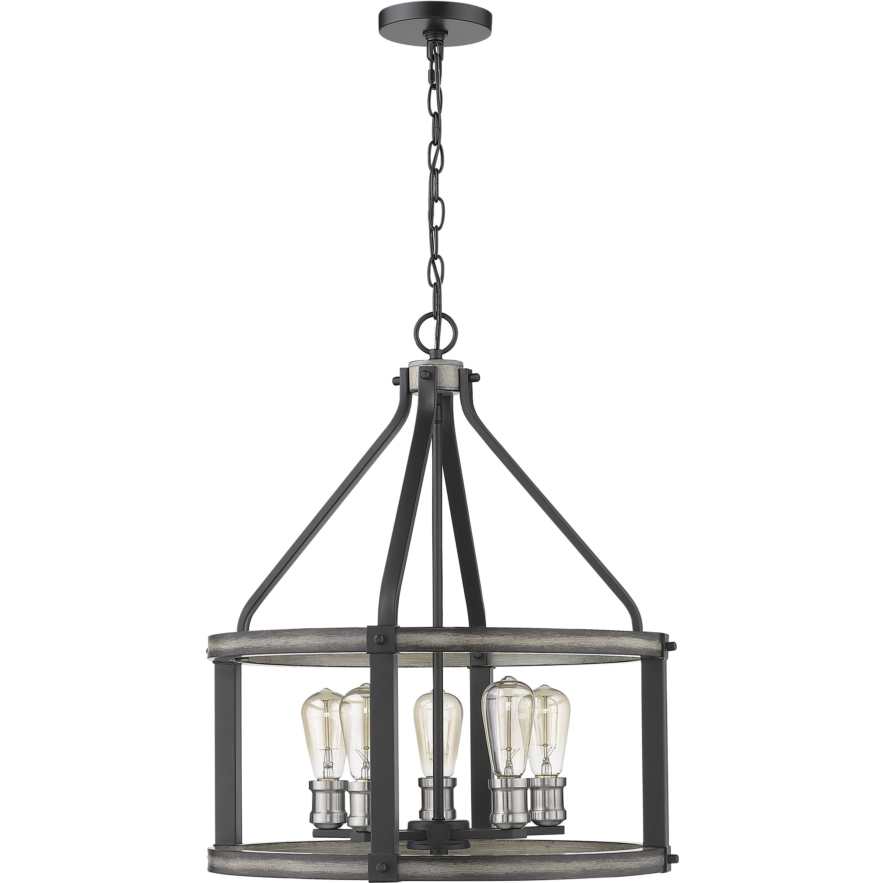 Kirkland 5 Light 20 inch Ashen Barnboard Chandelier Ceiling Light