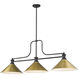 Melange 3 Light 52 inch Matte Black Billiard Ceiling Light in Matte Black and Rubbed Brass