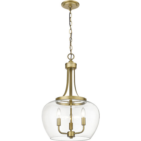 Joliet 3 Light 15.75 inch Olde Brass Pendant Ceiling Light