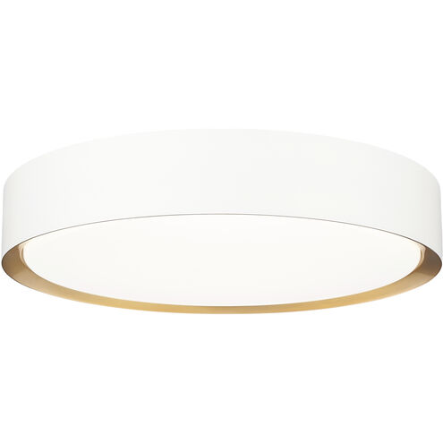 Kawan LED 16 inch Matte White and Modern Gold Flush Mount Ceiling Light