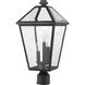 Talbot 3 Light 20 inch Black Outdoor Post Mount Fixture in Clear Beveled Glass