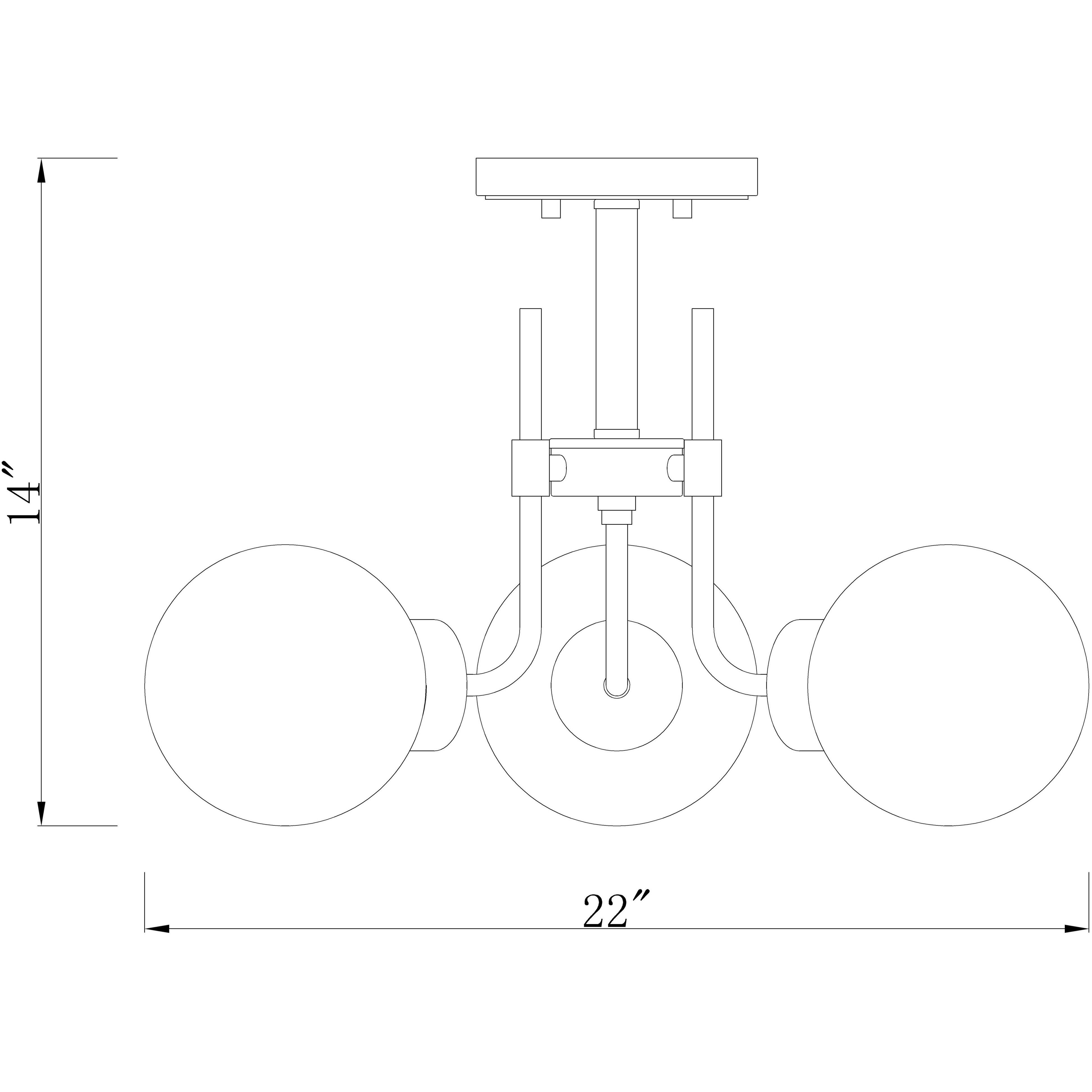 Parsons 3 Light 22 inch Matte Black and Olde Brass Semi Flush Mount Ceiling Light