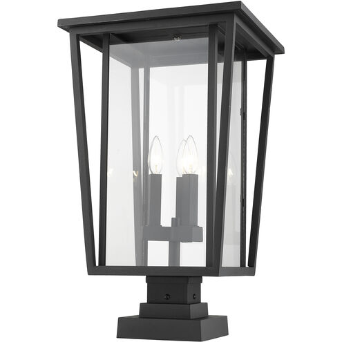 Seoul 3 Light 24.75 inch Black Outdoor Pier Mounted Fixture in 18.5