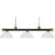 Riviera 3 Light 57 inch Bronze and Satin Gold Billiard Ceiling Light in White Linen Glass, 18
