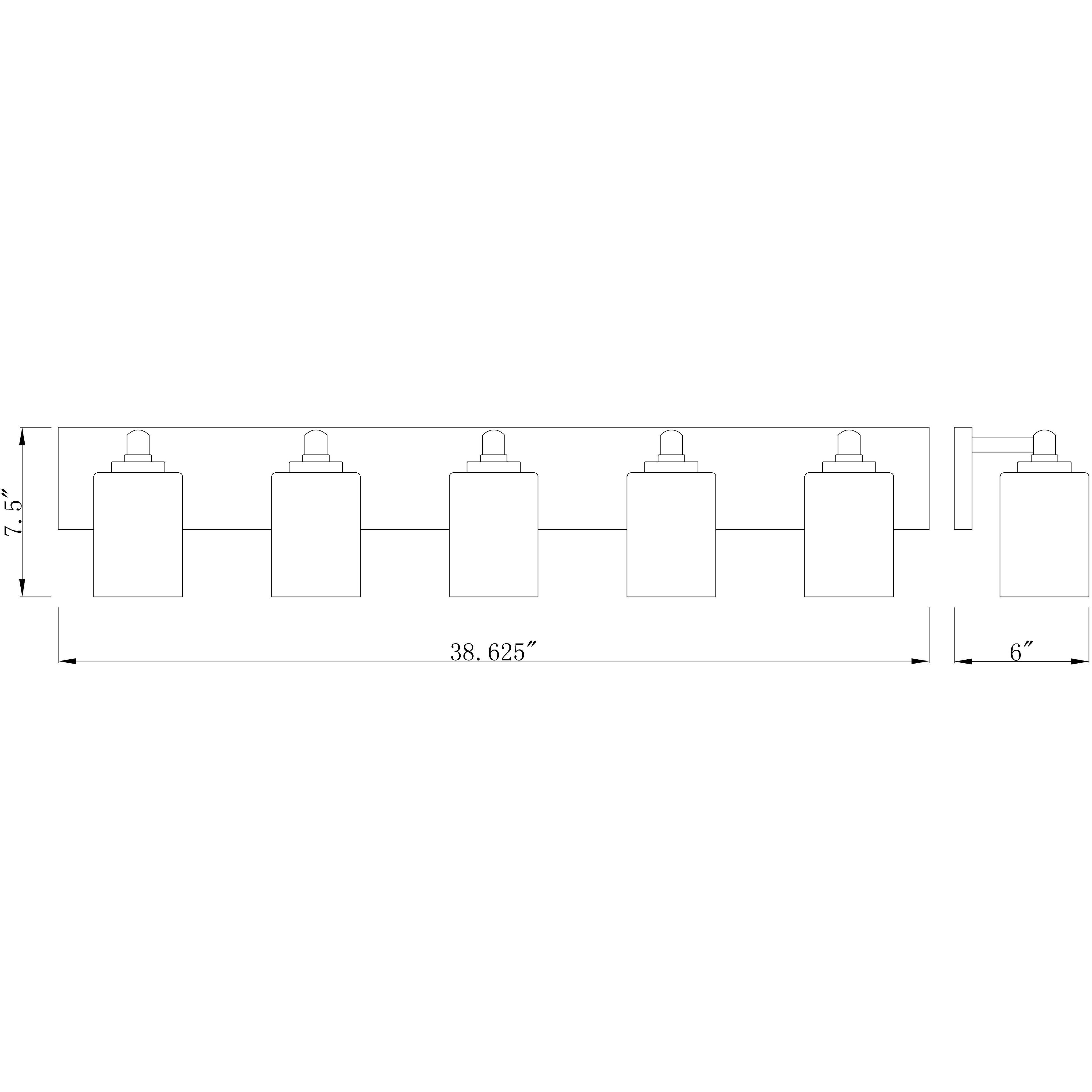 Soledad 5 Light 38.75 inch Matte Black Vanity Wall Light